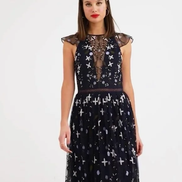 Asos Embellished Navy Blue Maxi Dress - Picture 7 of 8